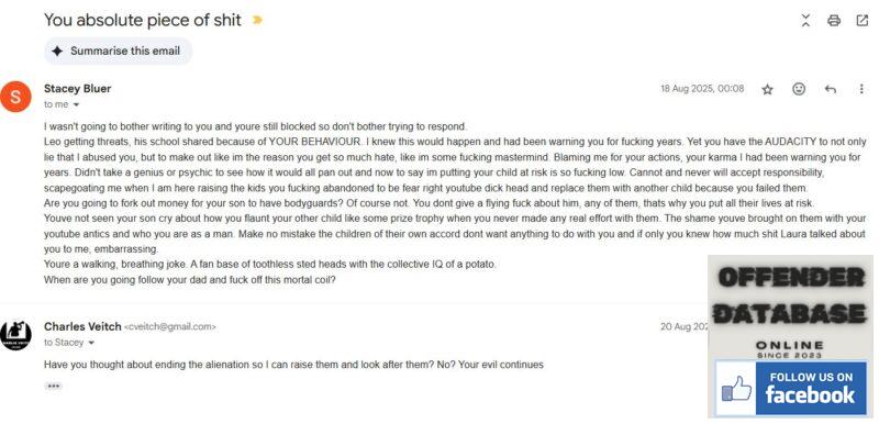 Stacey Bluer and Charles Veitch emails