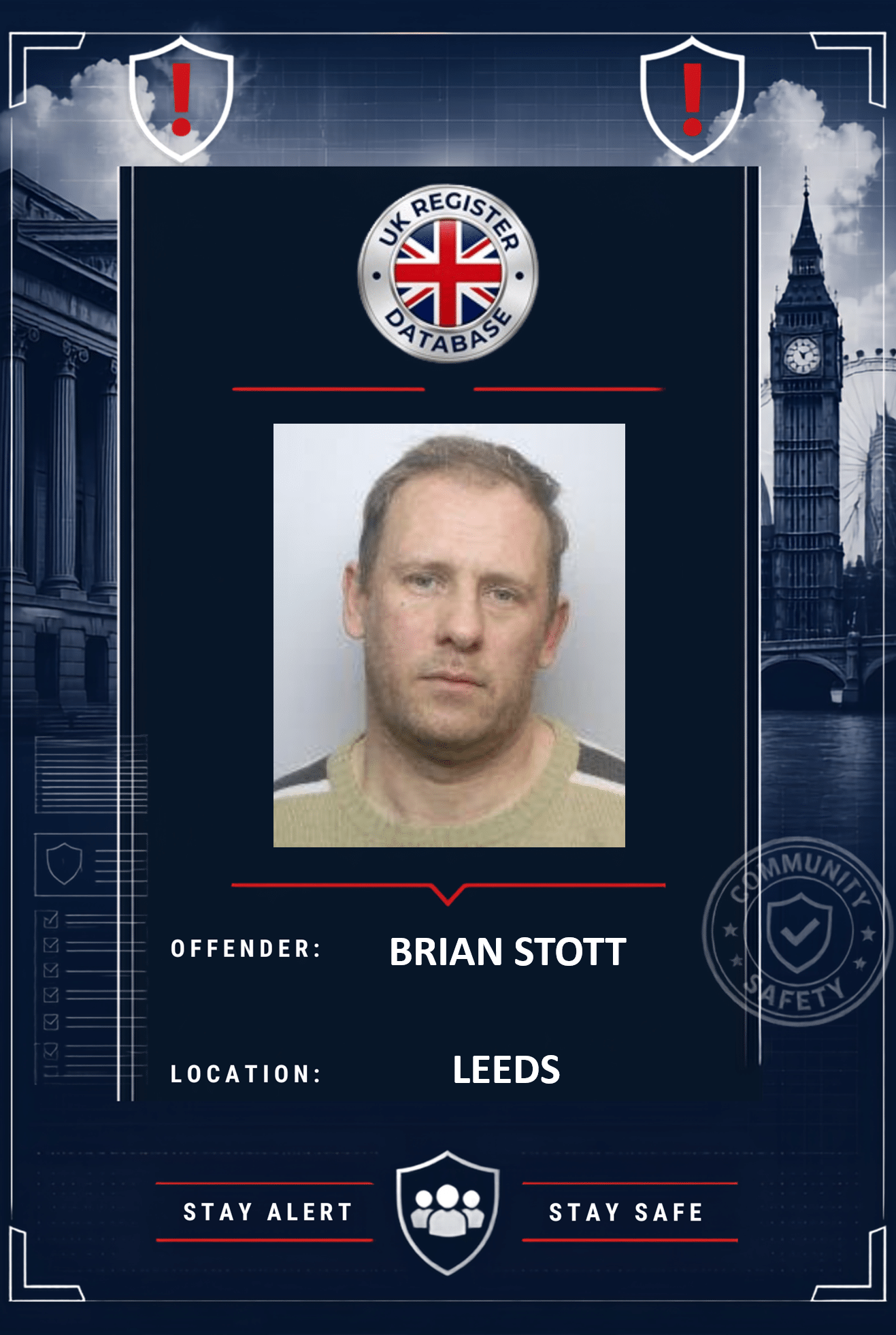 BRIAN STOTT LEEDS JAILED FOR 20 YEARS FOR CHILD RAPE AND ABUSE Brian Stott Jailed for 20 Years for Child Sexual Abuse
