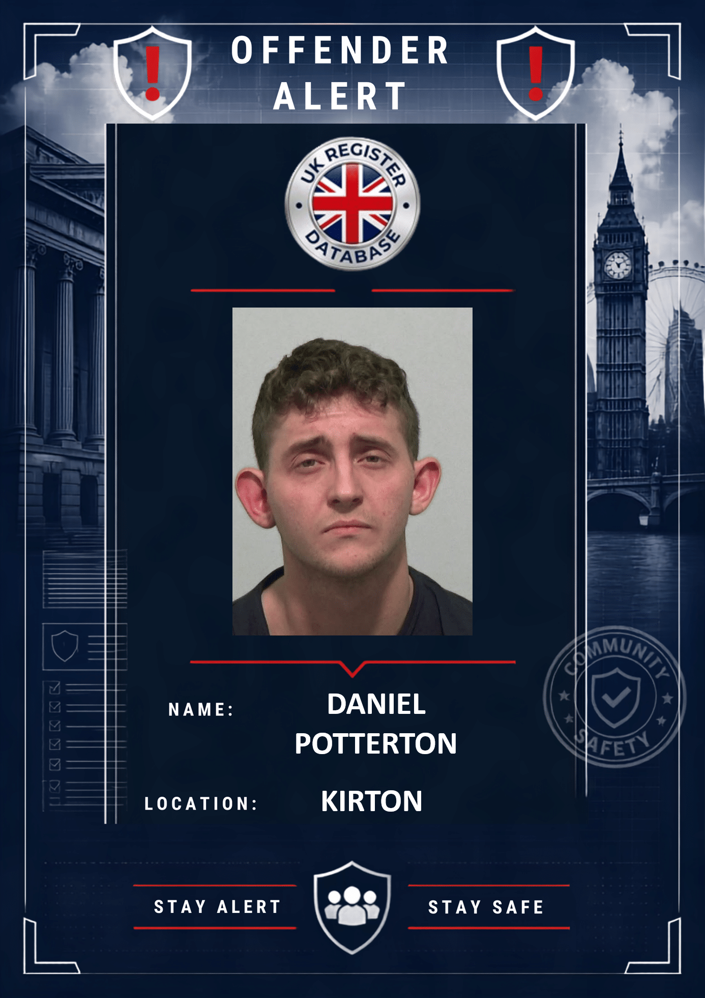 DANIEL POTTERTON KIRTON JAILED FOR SIX YEARS FOR CHILD EXPLOITATION Daniel Potterton Jailed for Six Years for Child Grooming and Exploitation