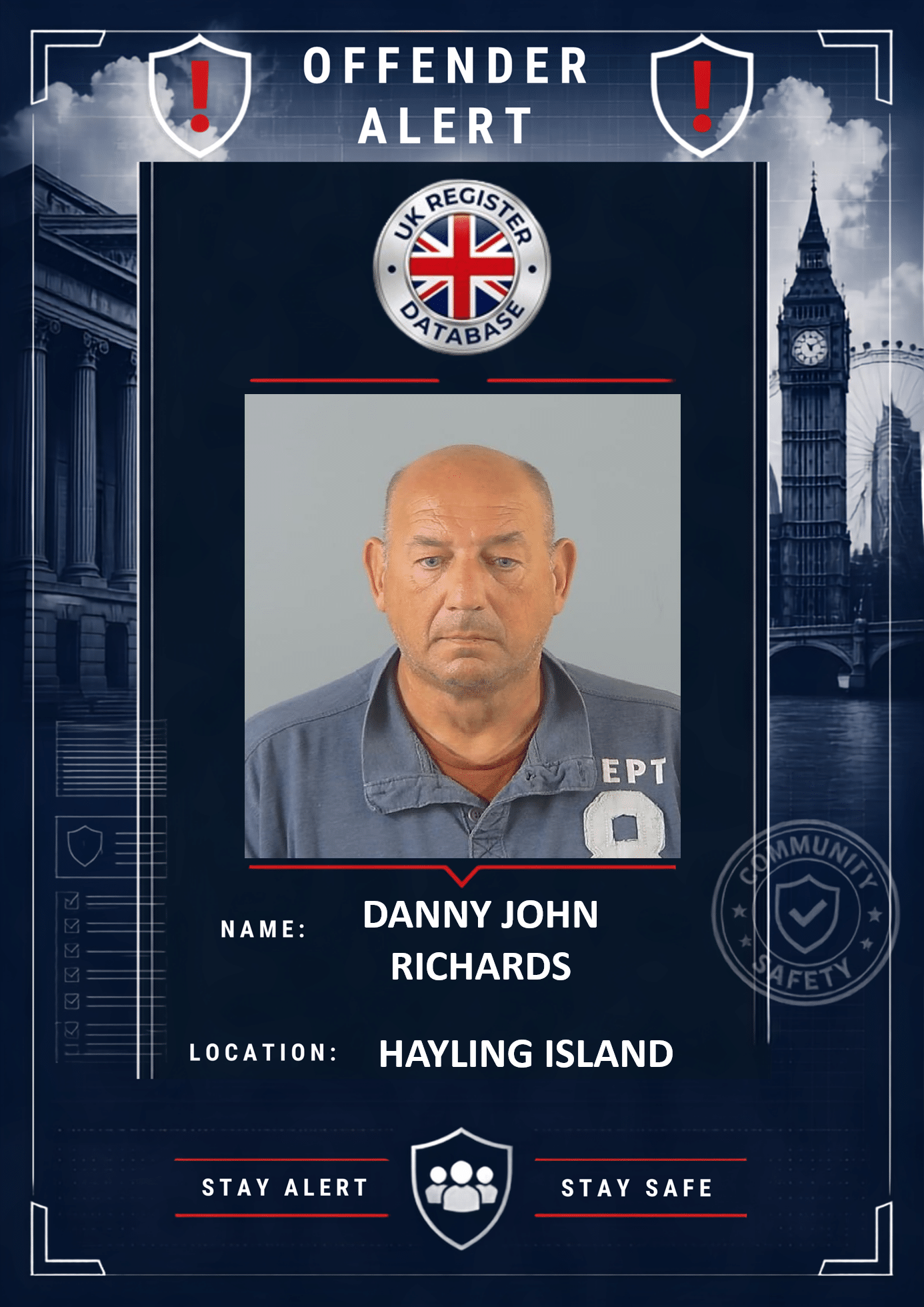 DANNY JOHN RICHARDS HAYLING ISLAND JAILED FOR 20 YEARS FOR CHILD ABUSE Danny John Richards Jailed for 20 Years for Child Abuse