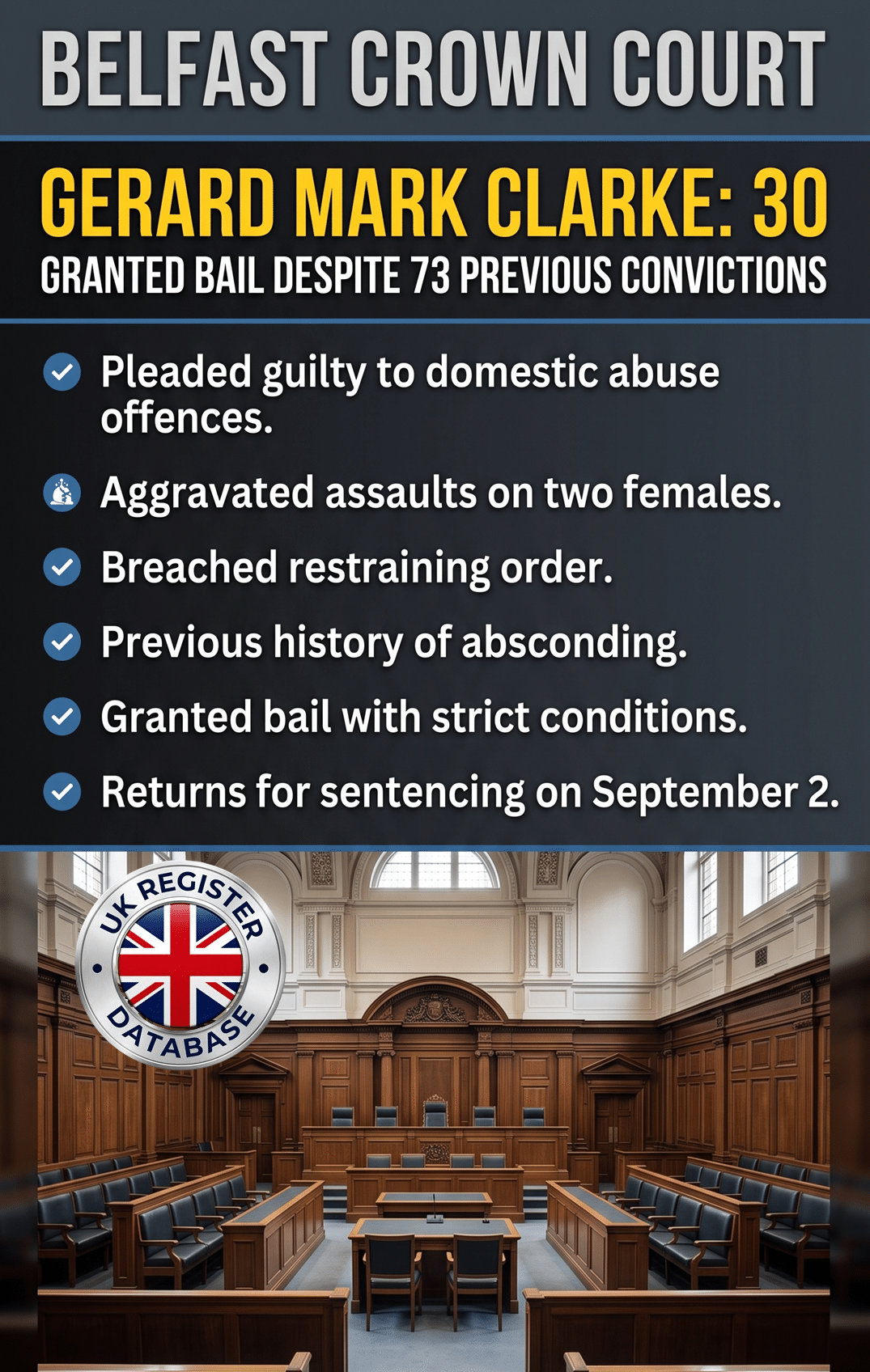 GERARD MARK CLARKE FROM NORTH BELFAST GRANTED BAIL GERARD MARK CLARKE FROM NORTH BELFAST GRANTED BAIL