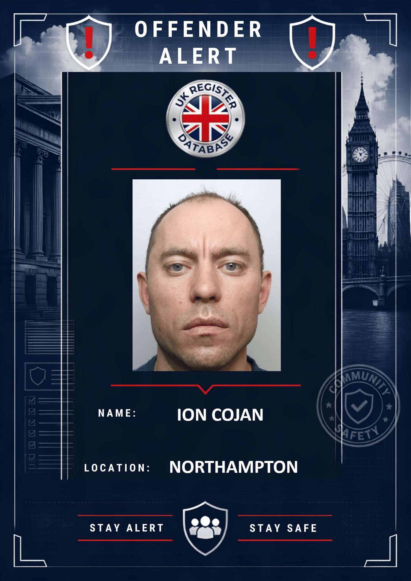 ION COJAN NORTHAMPTON JAILED FOR 15 YEARS FOR RAPE Ion Cojan Jailed for 15 Years for Attack on Woman