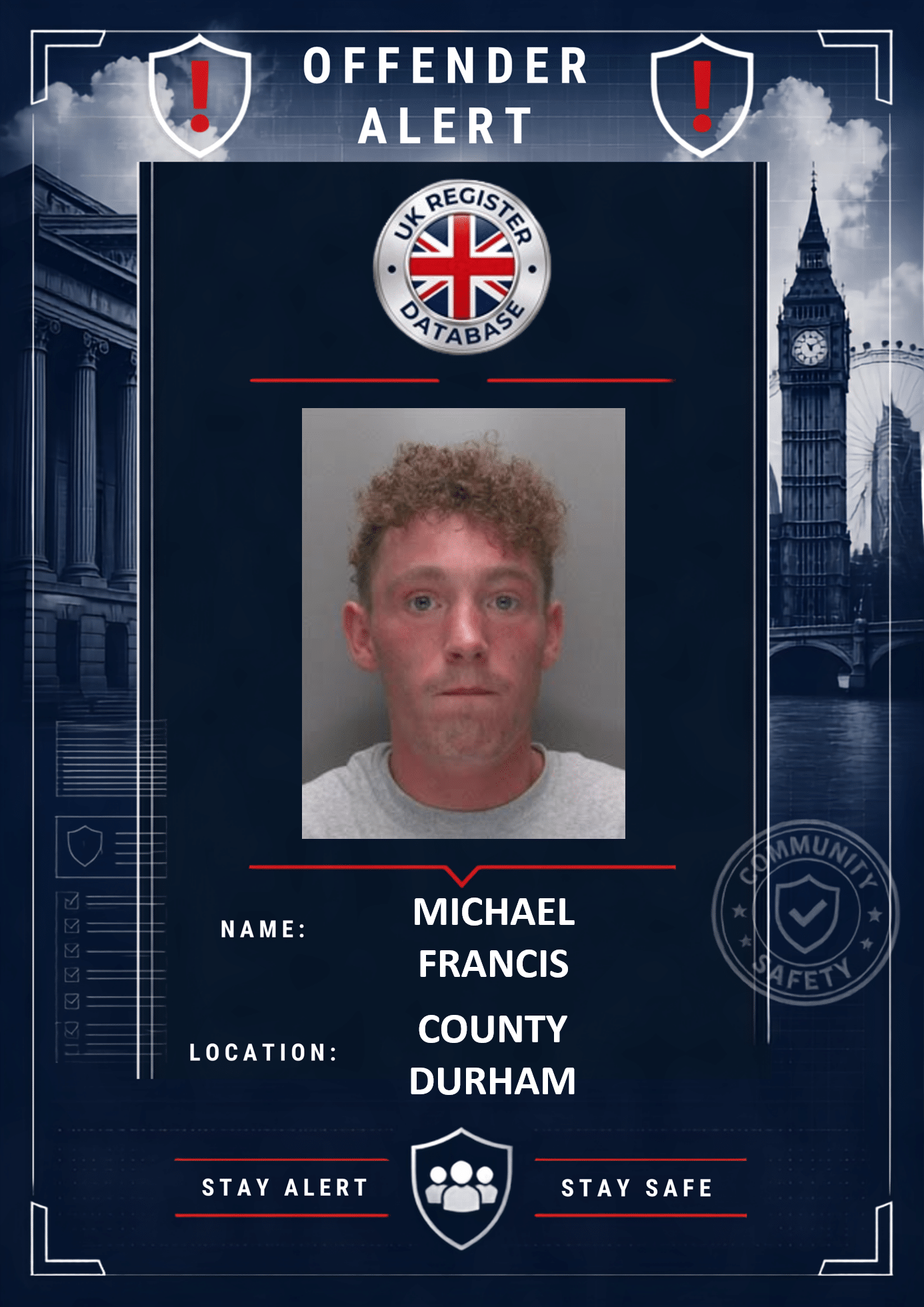 MICHAEL FRANCIS COUNTY DURHAM JAILED FOR 15 YEARS FOR DOMESTIC ABUSE Michael Francis Jailed for 15 Years for Domestic Abuse Offences