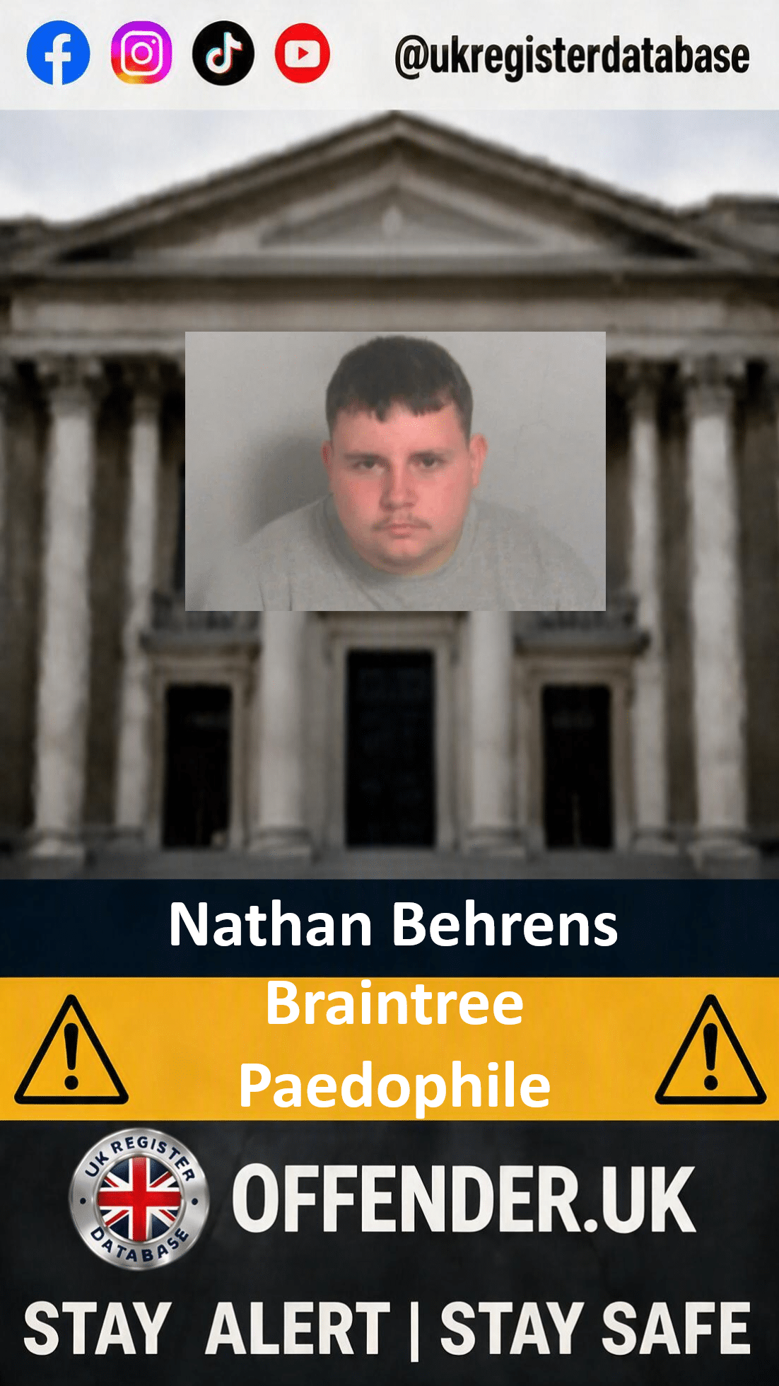 Nathan Behrens From Braintree Jailed For Child Sex Offences Nathan Behrens Jailed for 16 Years for Child Sex Abuse