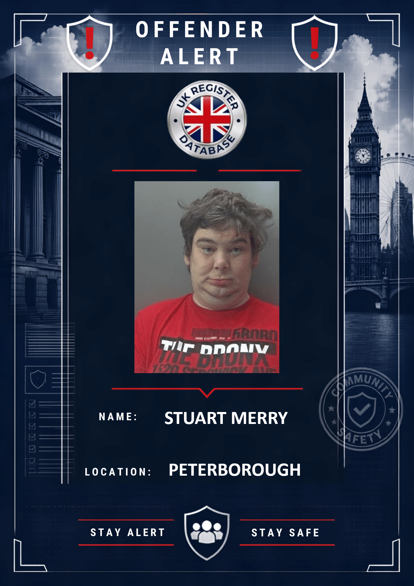 STUART MERRY PETERBOROUGH JAILED FOR 14 MONTHS FOR BREACHING ORDER Stuart Merry Jailed for 14 Months for Breaching Sexual Harm Prevention Order