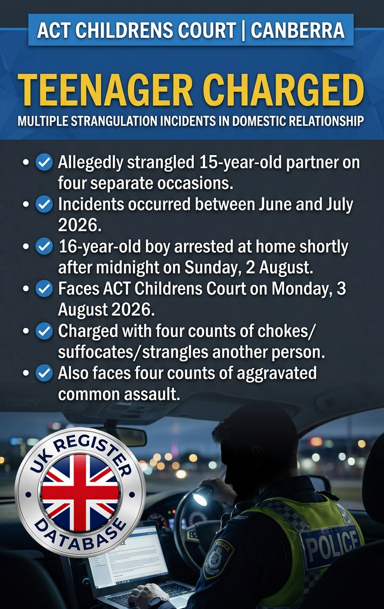 TEENAGER CHARGED FOLLOWING DOMESTIC STRANGULATION INCIDENTS IN ACT TEENAGER CHARGED FOLLOWING DOMESTIC STRANGULATION INCIDENTS IN ACT