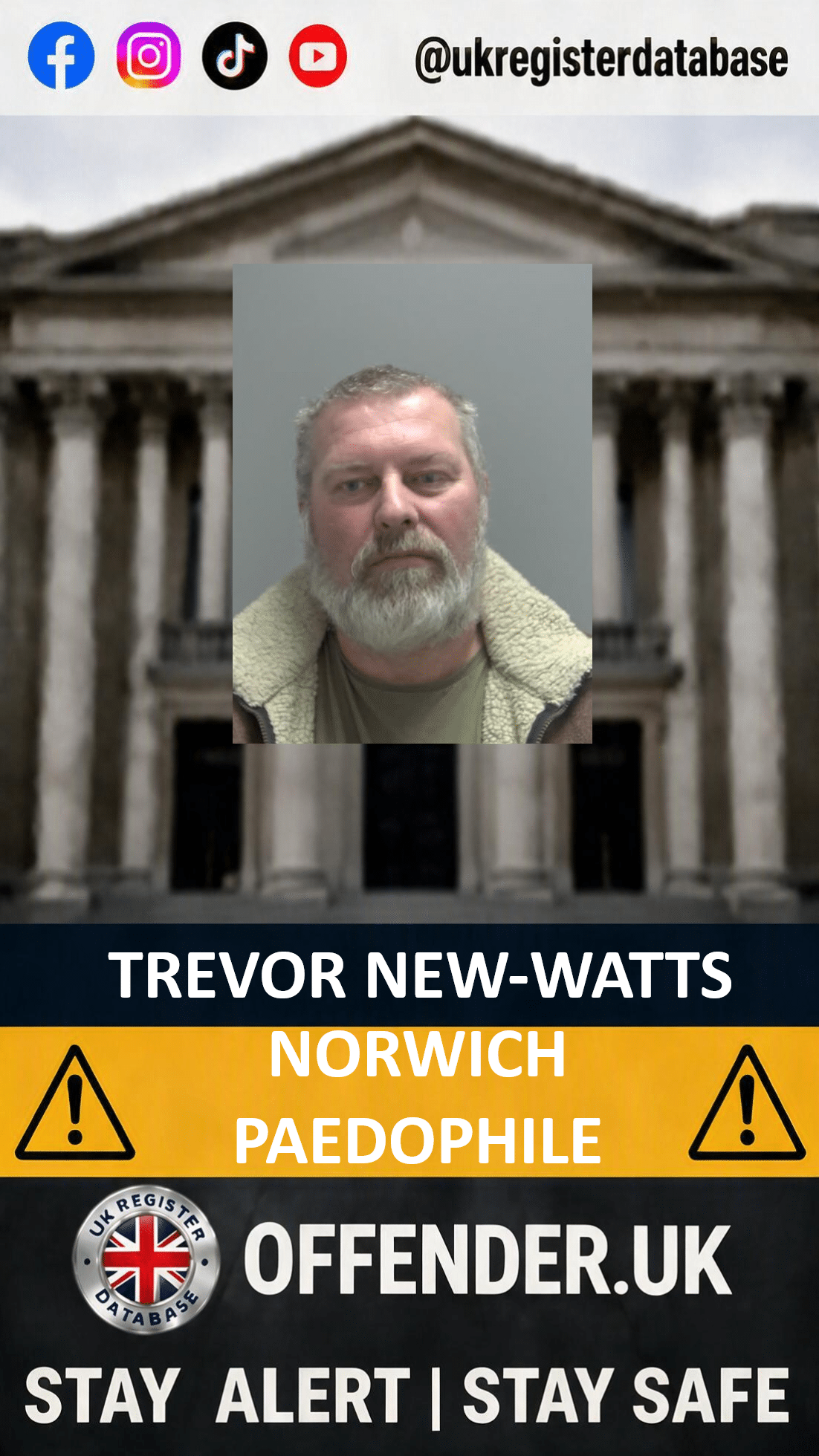 TREVOR NEW-WATTS FROM NORWICH JAILED FOR CHILD RAPES AND ABUSE Trevor New-Watts Jailed for 19 Years for Norwich Child Rapes